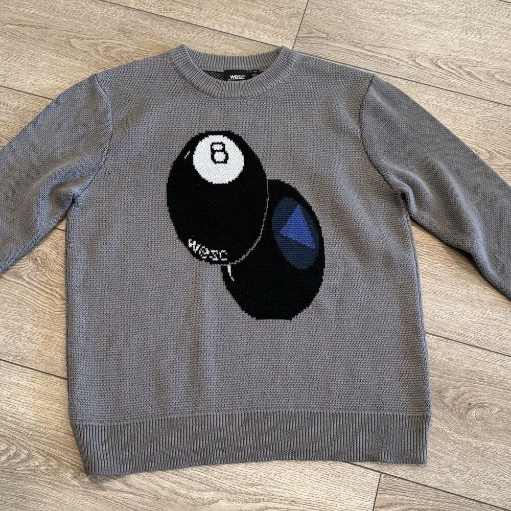Wesc Stockholm Sweden Unisex Leon Magic 8 Ball Knit Sweater Mens Large‎ Women XL